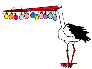 Storch mit Ostereier